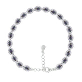 Asfour Crystal Tennis Bracelet With Turquoise Pear & Emerald Zircon In 925 Sterling Silver